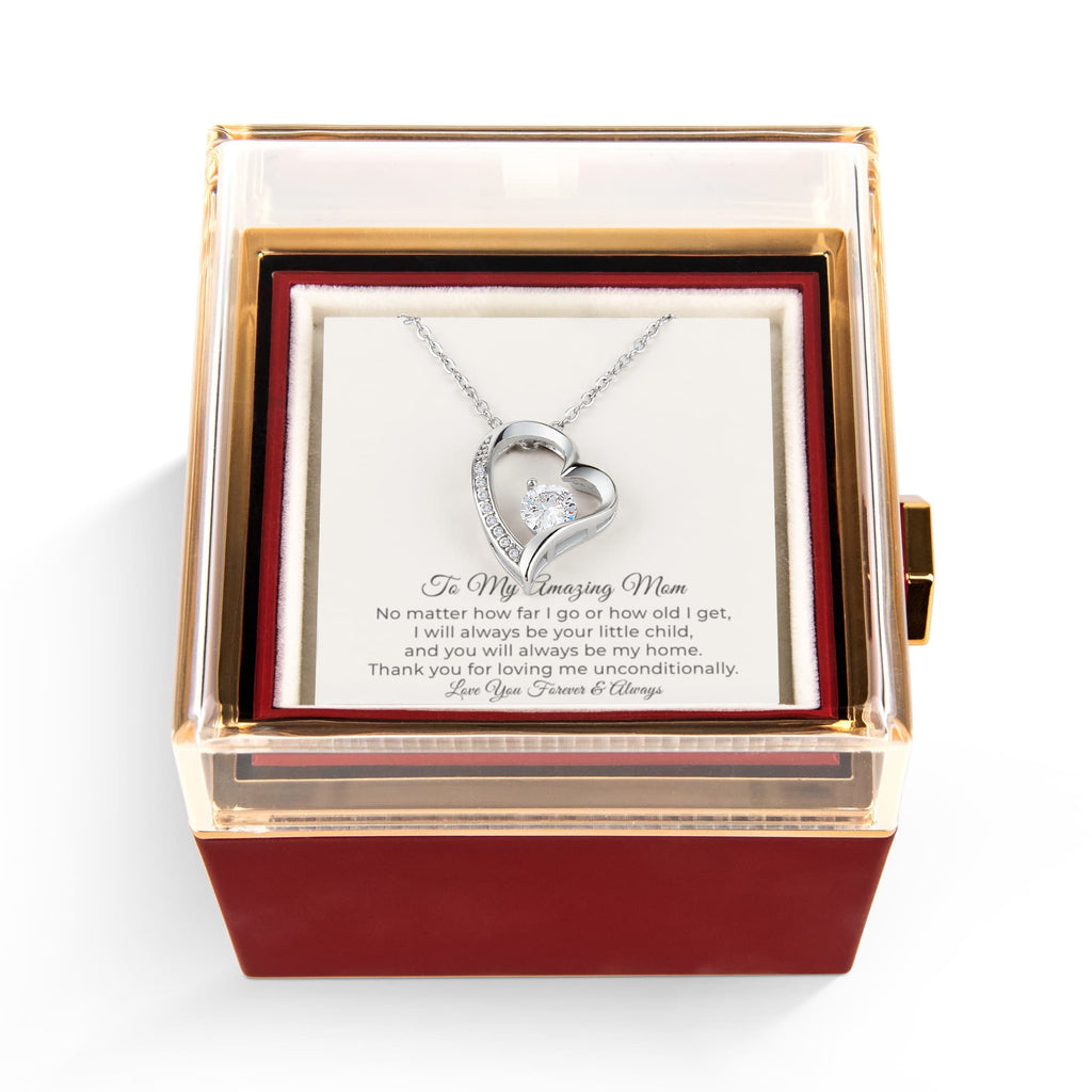To My Amazing Mom - Forever Love Necklace with Rotating Eternal Rose Gift Box