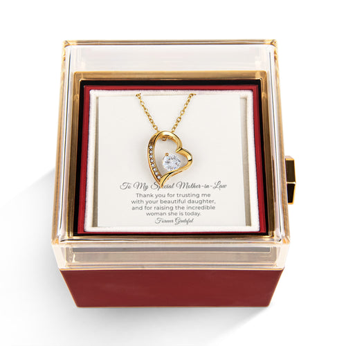 To My Special Mother-in-Law (For Wife's Mom) - Forever Love Necklace with Rotating Eternal Rose Gift Box