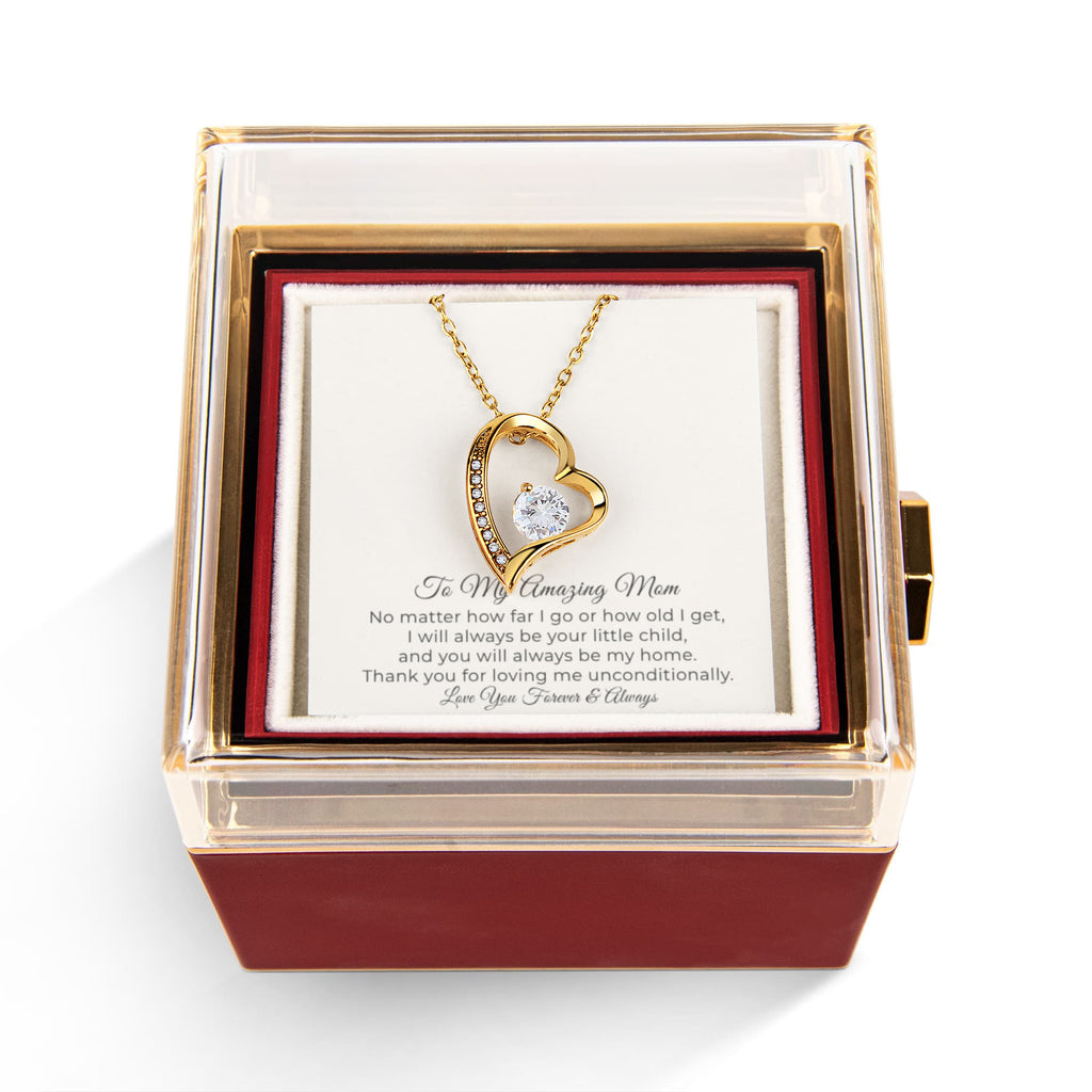 To My Amazing Mom - Forever Love Necklace with Rotating Eternal Rose Gift Box